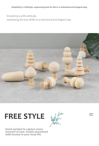 Detailed macro view of unfinished natural wood DIY craft pieces in various creative shapes