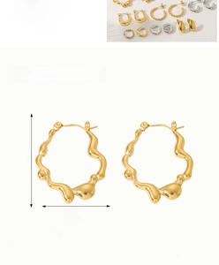 Detailed view of 18K gold plated irregular lava earrings with size and weight metrics