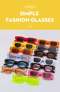 Detailed collection of retro square frame sunglasses in multiple vibrant fashion colors