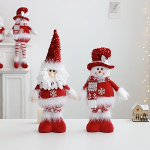 Pupazzi di Natale Babbo Natale e Pupazzo di neve in peluche con cappelli di paillettes