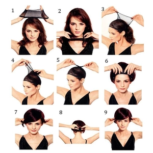 Step-by-step tutorial for wearing a black mesh wig cap base before lace wig application