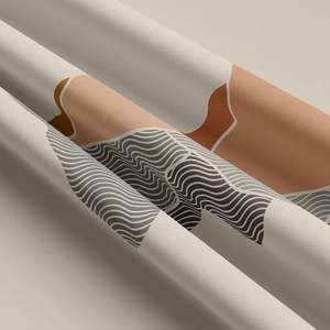 Detail of bohemian tapestry fabric showing abstract geometric patterns and soft texture