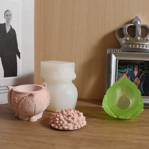 Silicone mold set for DIY berry leaf patterned storage jars and candle holders
