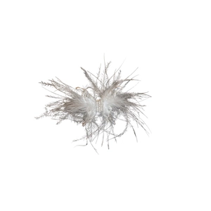 Minimalist feather butterfly open ring with smoke grey feathers and crystal center