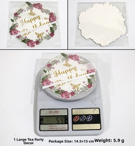 Detailed view of pink rose garland cake topper with Happy Birthday gold lettering
