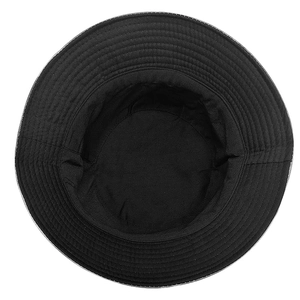 Cappello a secchiello nero in cotone con vista interna e cuciture rinforzate sulla tesa