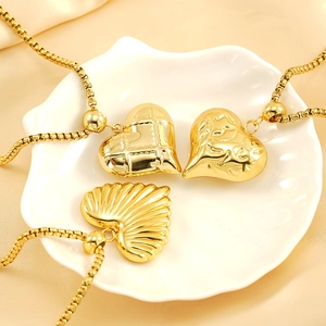 Collier Pendentif Coeur Plaqué Or 18K Acier Inoxydable Texturé Creux Minimaliste Chaîne De Clavicule Bijoux Pour Femmes