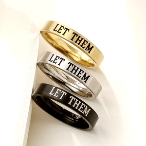 Trendy Stainless Steel Ring For Men Women Engraved LET THEM Letter Band Ring Gold Silver Black Rose Gold Jewelry Gift
