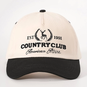 Vintage baseball cap with EST 1991 elk embroidery and contrasting bill design