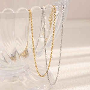 Minimalist 1.4mm stainless steel cable chain necklace in gold and silver finish