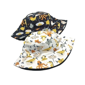 Chapeaux de soleil pour bébé motif animaux marins, bobs noir et blanc pour l'été