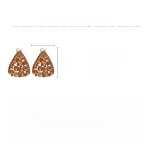 Macro view of waterdrop hollow earrings with brown rhinestones and alloy texture