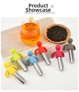 Set of 6 colorful silicone and stainless steel tea infusers for loose leaf brewing