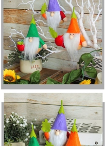 Pendentifs de nains en peluche avec détails de carotte et fraise aux couleurs vives