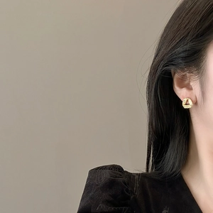 Matte gold triangular geometric stud earrings with 925 silver needles for women