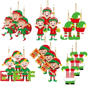 12-piece colorful wooden Christmas elf pendants for holiday tree decorations