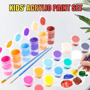 Acrylic Paint Strips For Kids DIY Crafting With Brushes And Palette Colorful Washable Non Toxic Beginners School Art Projects
