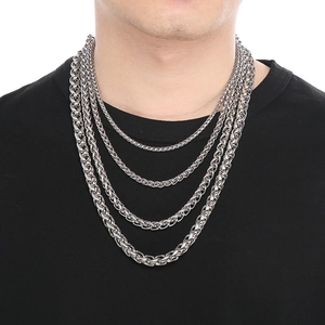 Layered stainless steel chain necklaces for women with polished silver finish and sleek links