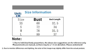 Size chart for the vintage cotton camisole with small cross prints and spaghetti straps