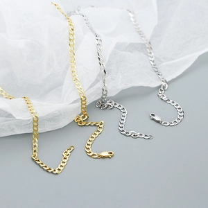 Minimalist 925 sterling silver Cuban link necklaces in gold and silver finishes