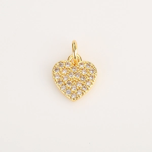 Elegant gold heart pendant with micro-pave zircons for DIY jewelry making