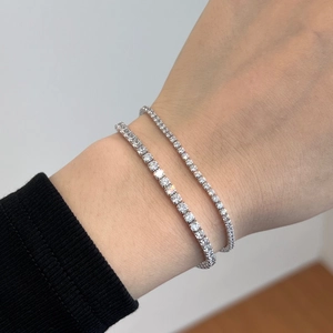 Classic 925 sterling silver tennis bracelets with 2mm and 3mm round cubic zirconia stones