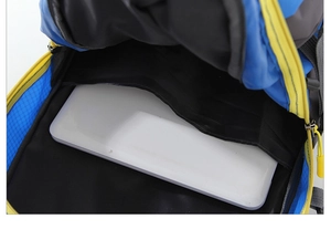 Macro view of the spacious main compartment with padded laptop sleeve and inner lining