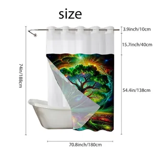 Waterproof butterfly tree shower curtain size 180x188cm with double layer metal rings