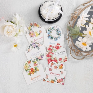 Set of 6 elegant floral greeting cards with Best Wishes text on a romantic background