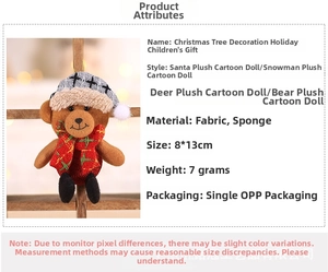 Detail view of mini burlap Christmas bear pendant ornament with twine hanging loop