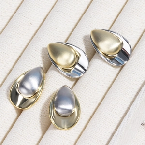 Bicolor Brushed Water Drop Stud Earrings Minimalist Copper Metal Teardrop Earrings Fashion Jewelry For Women Daily Party Accessories