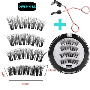 Detail view of 29mm magnetic eyelashes set with rose gold applicator and storage case