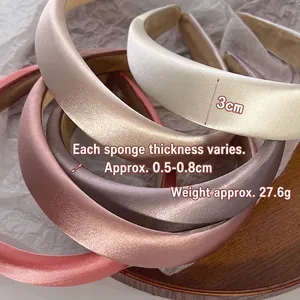 Elegant satin padded headband with 3cm width and soft sponge design for women