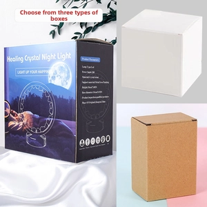 Three packaging options for natural amethyst cluster night light including healing gift box