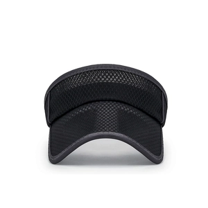 Unisex black breathable mesh sun visor hat for outdoor sports with extended brim