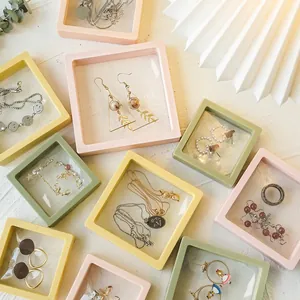 Floating Jewelry Display Box PE Film Transparent Plastic Frame Antioxidant Dustproof Storage Necklace Earring Ring