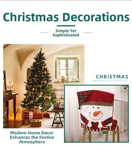Detailed view of Christmas chair cover featuring a 3D snowman with plaid texture
