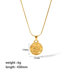 Détails des dimensions du collier zodiaque Sagittaire en acier inoxydable plaqué or 18K