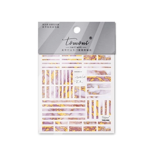 Detail of purple marble nail stickers with gold foil accents and TOG-008 pattern
