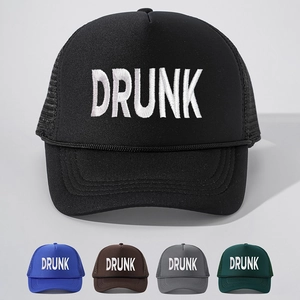 Drunk Embroidered Trucker Hat Foam Mesh Back Adjustable Baseball Cap Outdoor Sun Protection Streetwear For Men Women
