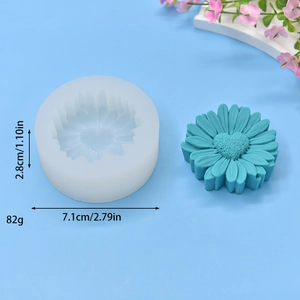 Daisy sunflower silicone mold with heart center for DIY handmade soap and plaster crafts