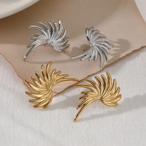 Boucles d'oreilles uniques en forme d'ailes en acier inoxydable doré et argenté tendance