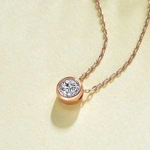 Minimalist S925 sterling silver rose gold necklace with a round solitaire zircon pendant