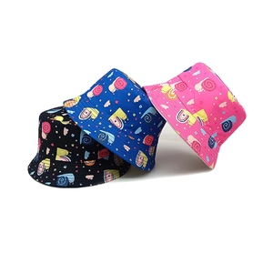 Chapeaux de soleil pour enfants en coton avec motifs escargots noir bleu et rose