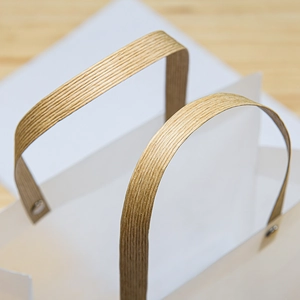 Frosted PP gift bag with rivet-fixed kraft paper handle for wedding and retail packaging