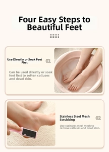 Dual-sided stainless steel foot rasp with pink handle for callus and dead skin removal