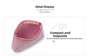 Vue détaillée du mini sac en toile rose montrant la doublure et les motifs floraux