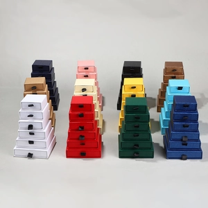 Drawer Jewelry Box Cardboard Paper Packaging Case With Ribbon Pull Handle For Necklace Ring Earring Storage Gift Organizer