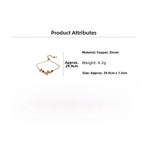Spécifications de taille du bracelet papillon ajustable plaqué or avec zircons