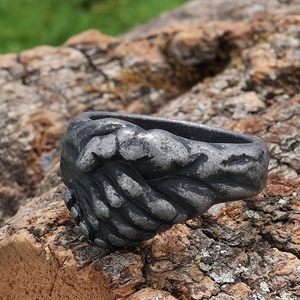 Bague Poignée De Main Acier Inoxydable Vintage Distressed Gothique Punk Hip Hop Bijoux Pour Hommes Unisexe Accessoire